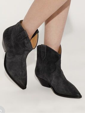 Isabel Marant Dewina Black Suede Western Ankle Boots EU 39 Fits US 8